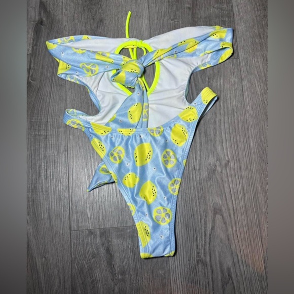 LUCY IN THE SKY one piece swimsuit in blue lemon size S NWOT - Picture 4 of 7